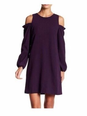 Eliza J Balloon Sleeve Ruffle Cold Shoulder Dress